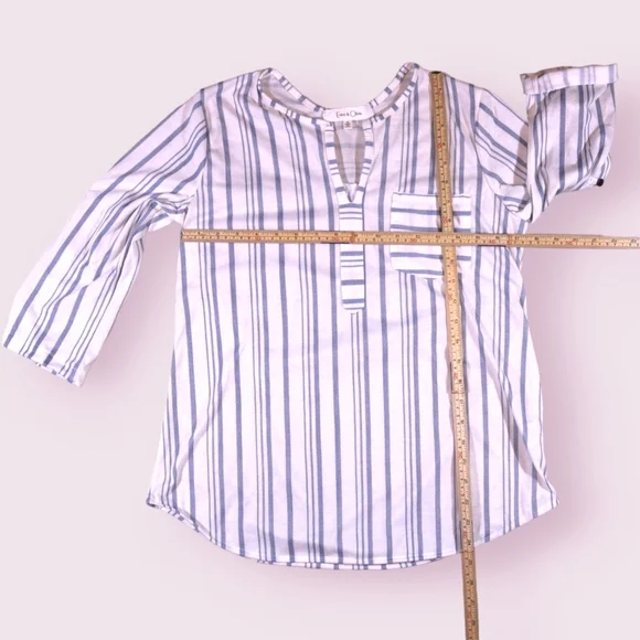 Eden & Olivia Anthropologie V Neck Stripped Pull Over Shirt Womens Size Small - Picture 5 of 8